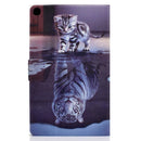 For Samsung Galaxy Tab A 10.1 (2019) T515 / T510 Voltage Painted Pattern Tablet PC Protective Leather Case with Bracket & Card Slots & Anti-skid Strip(Cat and Tiger)