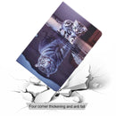 For Samsung Galaxy Tab A 10.1 (2019) T515 / T510 Voltage Painted Pattern Tablet PC Protective Leather Case with Bracket & Card Slots & Anti-skid Strip(Cat and Tiger)