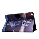 For Samsung Galaxy Tab A 10.1 (2019) T515 / T510 Voltage Painted Pattern Tablet PC Protective Leather Case with Bracket & Card Slots & Anti-skid Strip(Cat and Tiger)