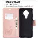 For Nokia 5.3 Two Butterflies Embossing Pattern Horizontal Flip Leather Case with Holder & Card Slot & Wallet & Lanyard(Gold)