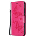 For Nokia 5.3 Two Butterflies Embossing Pattern Horizontal Flip Leather Case with Holder & Card Slot & Wallet & Lanyard(Rose Red)
