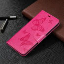 For Nokia 5.3 Two Butterflies Embossing Pattern Horizontal Flip Leather Case with Holder & Card Slot & Wallet & Lanyard(Rose Red)