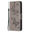 For Nokia 5.3 Two Butterflies Embossing Pattern Horizontal Flip Leather Case with Holder & Card Slot & Wallet & Lanyard(Grey)
