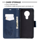 For Nokia 5.3 Two Butterflies Embossing Pattern Horizontal Flip Leather Case with Holder & Card Slot & Wallet & Lanyard(Dark Blue)