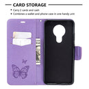 For Nokia 5.3 Two Butterflies Embossing Pattern Horizontal Flip Leather Case with Holder & Card Slot & Wallet & Lanyard(Purple)
