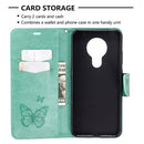 For Nokia 5.3 Two Butterflies Embossing Pattern Horizontal Flip Leather Case with Holder & Card Slot & Wallet & Lanyard(Green)