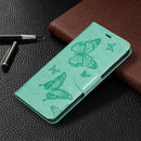 For Nokia 5.3 Two Butterflies Embossing Pattern Horizontal Flip Leather Case with Holder & Card Slot & Wallet & Lanyard(Green)