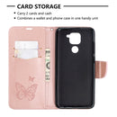 For Xiaomi Redmi Note 9 Two Butterflies Embossing Pattern Horizontal Flip Leather Case with Holder & Card Slot & Wallet & Lanyard(Gold)