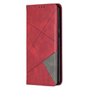 For Huawei Y6p Rhombus Texture Horizontal Flip Magnetic Leather Case with Holder & Card Slots & Wallet(Red)