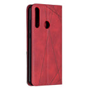 For Huawei Y6p Rhombus Texture Horizontal Flip Magnetic Leather Case with Holder & Card Slots & Wallet(Red)