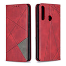 For Huawei Y6p Rhombus Texture Horizontal Flip Magnetic Leather Case with Holder & Card Slots & Wallet(Red)