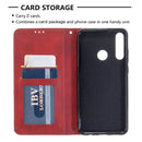 For Huawei Y6p Rhombus Texture Horizontal Flip Magnetic Leather Case with Holder & Card Slots & Wallet(Red)
