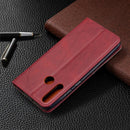 For Huawei Y6p Rhombus Texture Horizontal Flip Magnetic Leather Case with Holder & Card Slots & Wallet(Red)