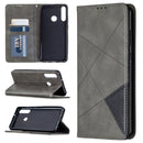 For Huawei Y6p Rhombus Texture Horizontal Flip Magnetic Leather Case with Holder & Card Slots & Wallet(Grey)