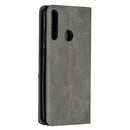 For Huawei Y6p Rhombus Texture Horizontal Flip Magnetic Leather Case with Holder & Card Slots & Wallet(Grey)