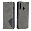 For Huawei Y6p Rhombus Texture Horizontal Flip Magnetic Leather Case with Holder & Card Slots & Wallet(Grey)