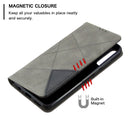 For Huawei Y6p Rhombus Texture Horizontal Flip Magnetic Leather Case with Holder & Card Slots & Wallet(Grey)