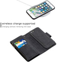 For iPhone SE 2022 / SE 2020 / 8 / 7 Skin Feel Detachable Magnetic Zipper Horizontal Flip PU Leather Case with Multi-Card Slots & Holder & Wallet & Photo Frame & Lanyard(Black)