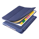 For iPad 10.2 2021 / 2020 / 2019 3-folding Horizontal Flip PU Leather + Shockproof TPU Case with Holder & Pen Slot(Dark Blue)