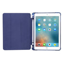 For iPad Air / Air 2 / 9.7 (2017) & (2018) 3-folding Horizontal Flip PU Leather + Shockproof TPU Case with Holder & Pen Slot(Dark Blue)