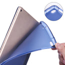 For iPad Air / Air 2 / 9.7 (2017) & (2018) 3-folding Horizontal Flip PU Leather + Shockproof TPU Case with Holder & Pen Slot(Dark Blue)