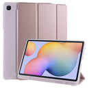 For Samsung Galaxy Tab S6 Lite P610 3-folding Horizontal Flip PU Leather + Shockproof TPU Case with Holder & Pen Slot(Rose Gold)