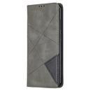 For Xiaomi Redmi Note 9 Rhombus Texture Horizontal Flip Magnetic Leather Case with Holder & Card Slots & Wallet(Grey)
