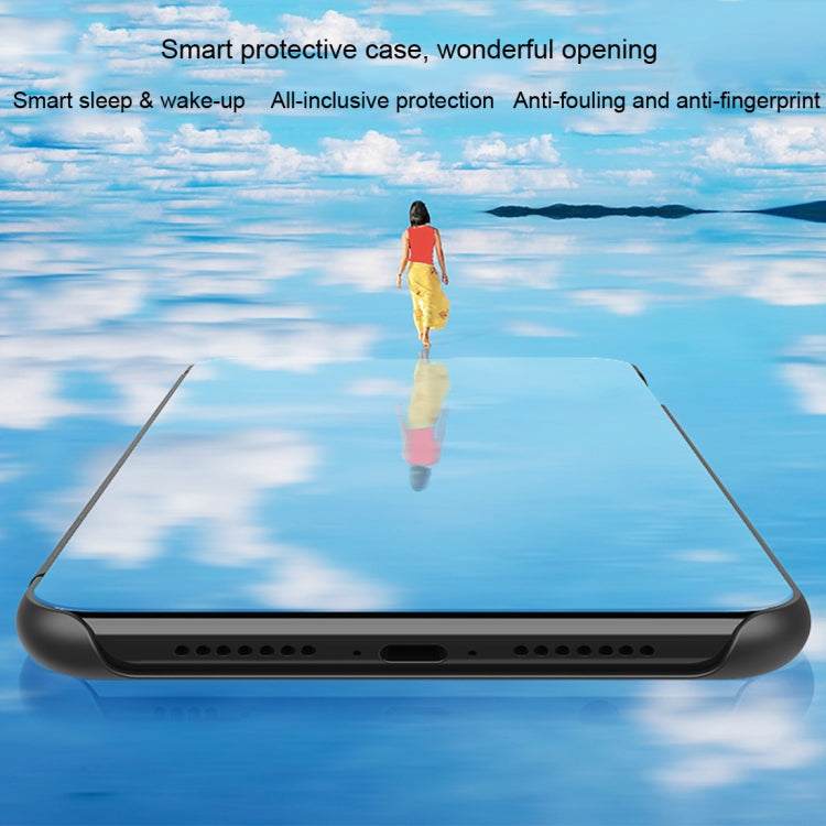 For iPhone 12 / 12 Pro Plated Mirror Horizontal Flip Leather Case with Holder(Silver)