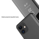 For iPhone 12 / 12 Pro Plated Mirror Horizontal Flip Leather Case with Holder(Silver)