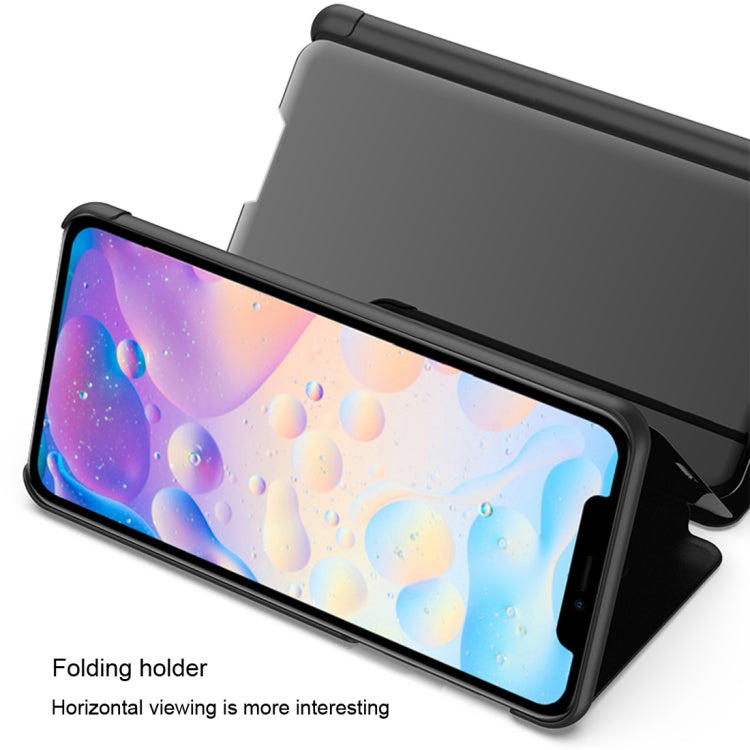 For iPhone 12 / 12 Pro Plated Mirror Horizontal Flip Leather Case with Holder(Silver)