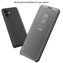 For iPhone 12 / 12 Pro Plated Mirror Horizontal Flip Leather Case with Holder(Silver)