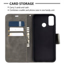 For Huawei Honor 9X Lite Retro Lambskin Texture Pure Color Horizontal Flip PU Leather Case with Holder & Card Slots & Wallet & Lanyard(Grey)