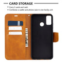 For Huawei Honor 9X Lite Retro Lambskin Texture Pure Color Horizontal Flip PU Leather Case with Holder & Card Slots & Wallet & Lanyard(Yellow)
