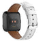 For Fitbit Versa 2 / Fitbit Versa / Fitbit Versa Lite Leather Watch Band with Round Tail Buckle(White)