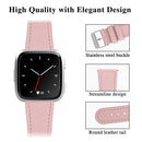 For Fitbit Versa 2 / Fitbit Versa / Fitbit Versa Lite Leather Watch Band with Round Tail Buckle(Pink)