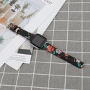 For Fitbit Versa 2 / Fitbit Versa / Fitbit Versa Lite Leather Watch Band with Round Tail Buckle(Black Safflower)