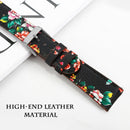 For Fitbit Versa 2 / Fitbit Versa / Fitbit Versa Lite Leather Watch Band with Round Tail Buckle(Black Safflower)