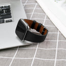 For Fitbit Versa 2 / Fitbit Versa / Fitbit Versa Lite Leather Watch Band with Round Tail Buckle(Black)