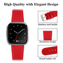 For Fitbit Versa 2 / Fitbit Versa / Fitbit Versa Lite Leather Watch Band with Round Tail Buckle(Red)