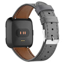For Fitbit Versa 2 / Fitbit Versa / Fitbit Versa Lite Leather Watch Band with Round Tail Buckle(Gray)