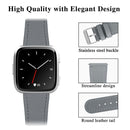 For Fitbit Versa 2 / Fitbit Versa / Fitbit Versa Lite Leather Watch Band with Round Tail Buckle(Gray)