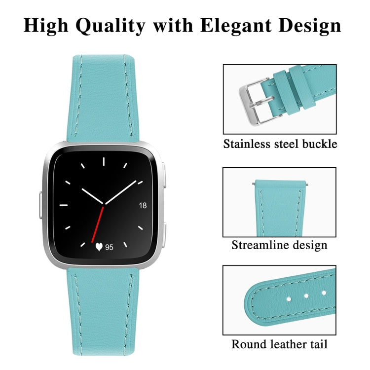 For Fitbit Versa 2 / Fitbit Versa / Fitbit Versa Lite Leather Watch Band with Round Tail Buckle(Teal)