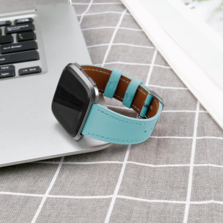 For Fitbit Versa 2 / Fitbit Versa / Fitbit Versa Lite Leather Watch Band with Round Tail Buckle(Teal)