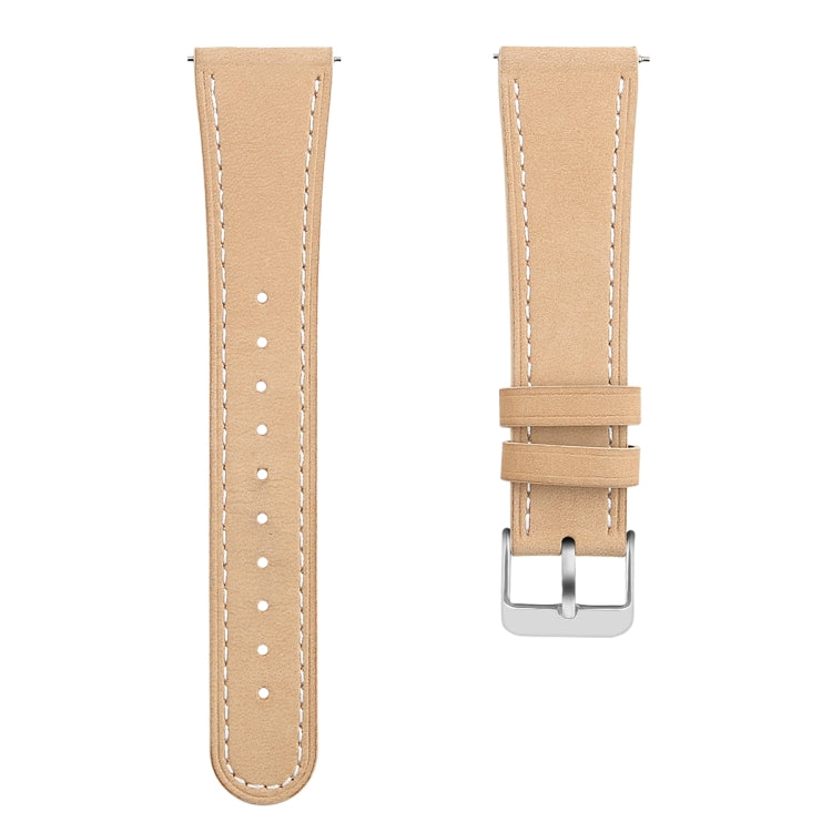 For Fitbit Versa 2 / Fitbit Versa / Fitbit Versa Lite Leather Watch Band with Round Tail Buckle(Apricot)