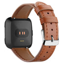 For Fitbit Versa 2 / Fitbit Versa / Fitbit Versa Lite Leather Watch Band with Round Tail Buckle(Brown)
