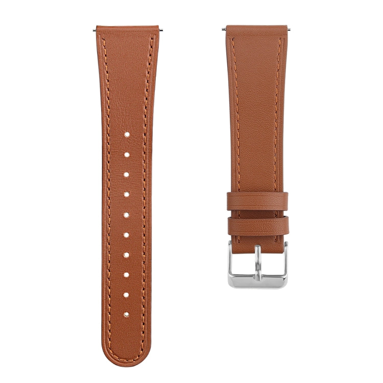 For Fitbit Versa 2 / Fitbit Versa / Fitbit Versa Lite Leather Watch Band with Round Tail Buckle(Brown)