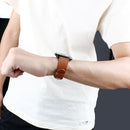 For Fitbit Versa 2 / Fitbit Versa / Fitbit Versa Lite Leather Watch Band with Round Tail Buckle(Brown)