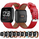For Fitbit Versa 2 / Fitbit Versa / Fitbit Versa Lite Leather Watch Band with Round Tail Buckle(Red)