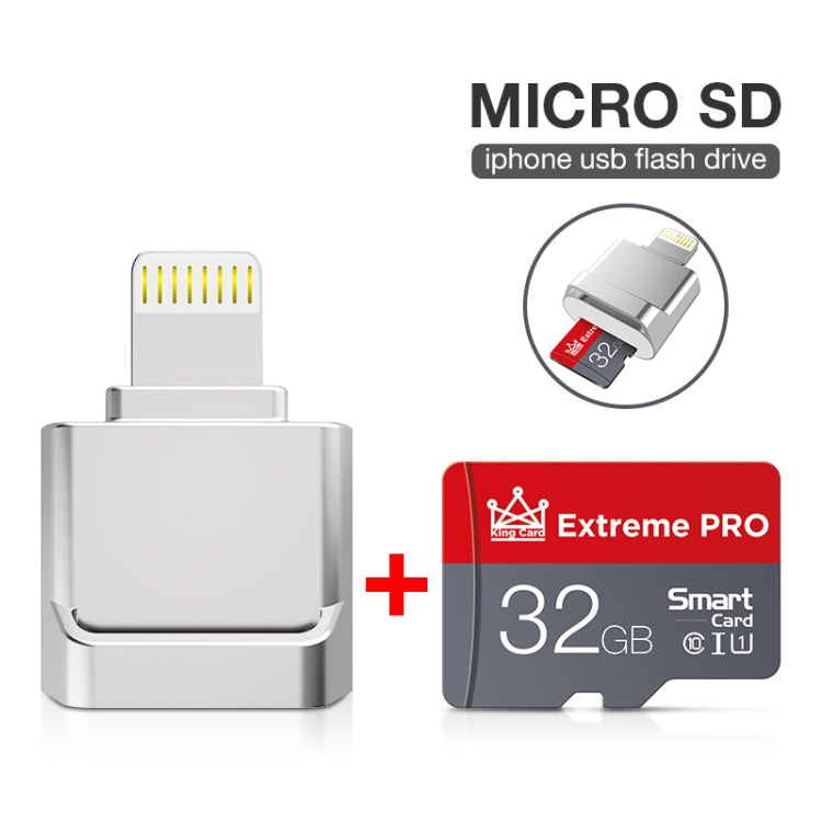 MicroDrive 8pin To TF Card Adapter Mini iPhone & iPad TF Card Reader, Capacity:64GB(Silver)