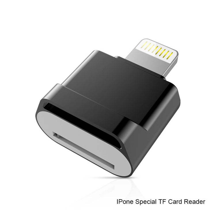MicroDrive 8pin To TF Card Adapter Mini iPhone & iPad TF Card Reader, Capacity:256GB(Black)